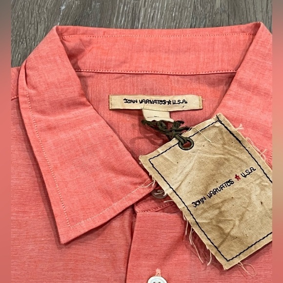 NWT John Varvatos Size Large Orange 100% Lightweight Cotton Beach Vacation Shirt - Picture 4 of 12